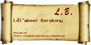 Löwbeer Barakony névjegykártya